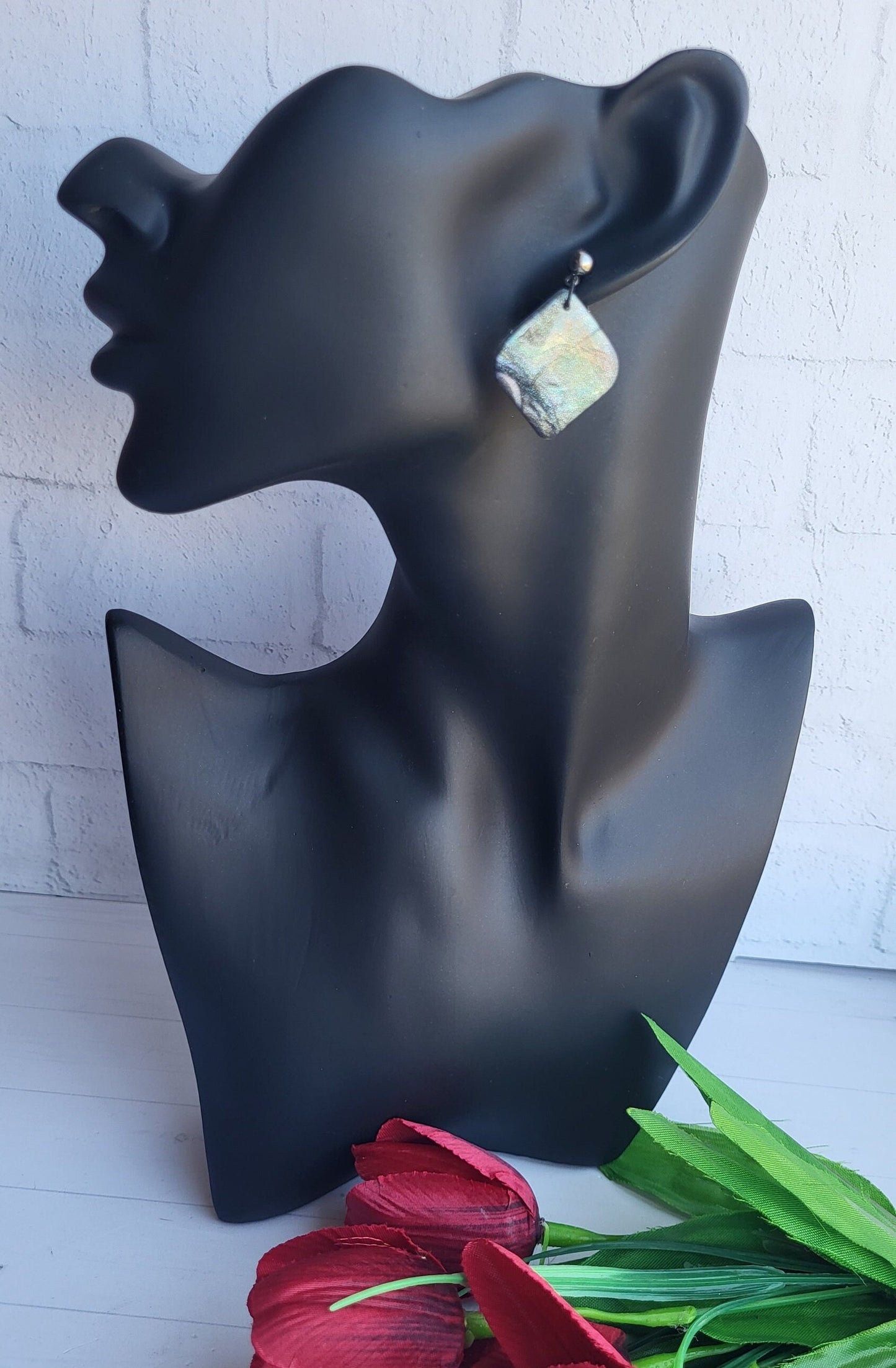 Glossy and Textured Clay Earrings/Artistic Polymer Clay Jewelry Design/Modern Handmade Statement Earrings