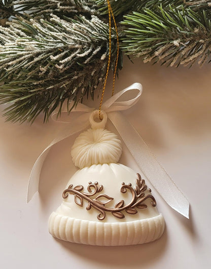 Rustic White and Brown Handmade Epoxy Resin Christmas Ornaments/Unique Handmade Christmas Decorations in Neutral Tones