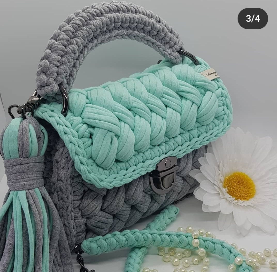 Handmade Crochet Medium Tote Bag | Shoulder Clutch | Brides Purse | Evening Knitting Pouch | Special Occasion Gift | Envelope Crochet Purse