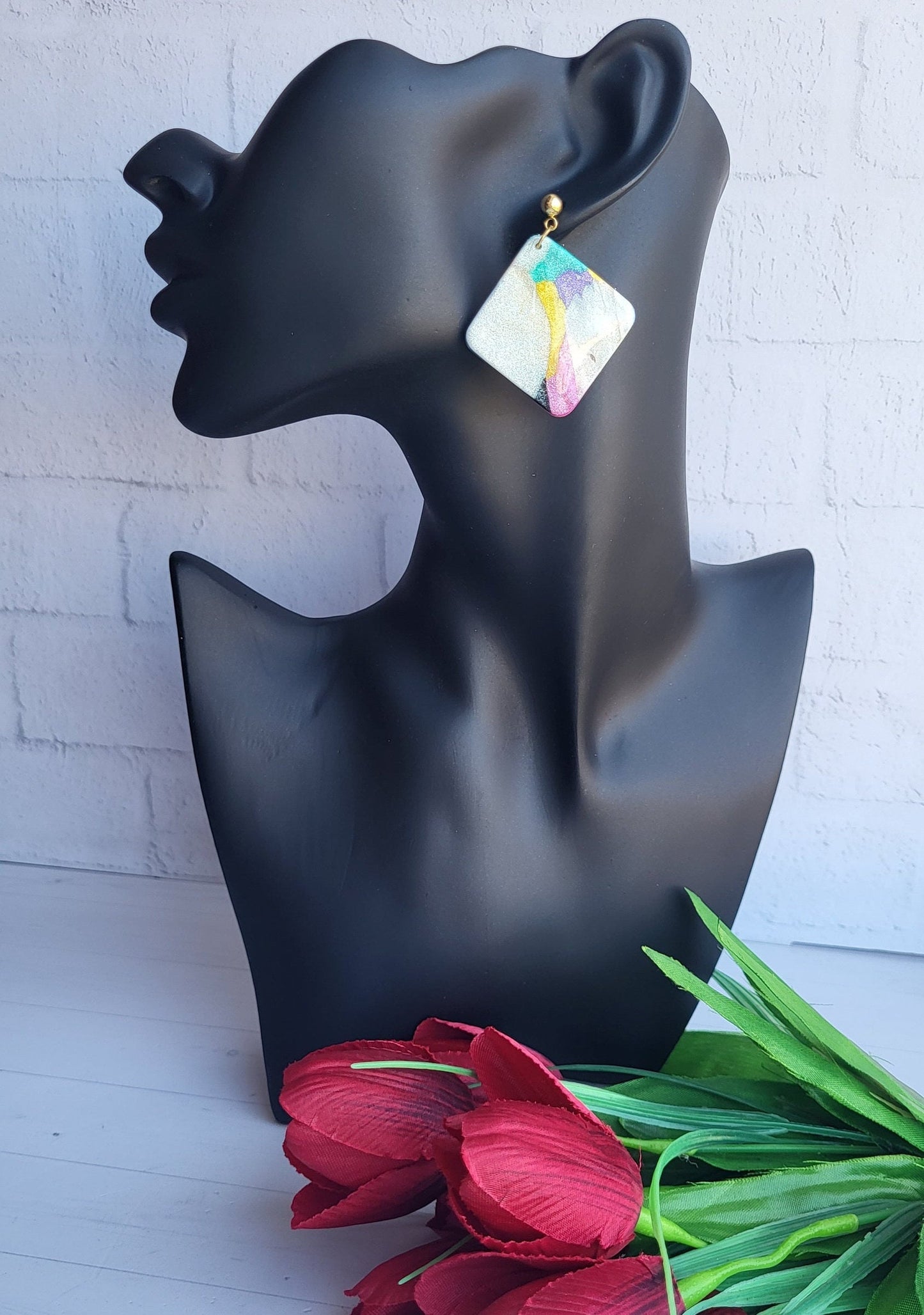 AESTHETIC EARRINGS | Big Square Earrings | Multicolored Earring | Geometric Earrings | Creative Best Selling Hand Made Shiny Finish Earrings