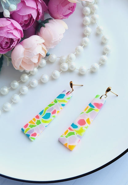 Geometric Polymer Clay Earrings in Playful Colors/Modern Geometric Earrings with Bright Patterns/Colorful Abstract Polymer Clay Earrings