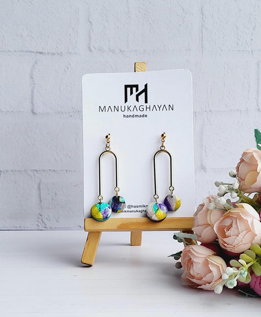 U Shaped Dangle Earrings | Abstract Polymer Clay Arch Earrings | Handmade Statement Jewelry for Women | Modern Geometric Gift for Her