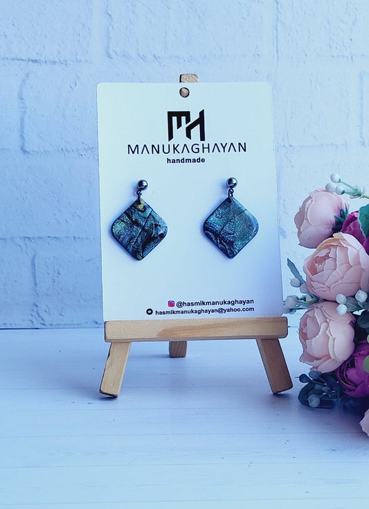 Glossy and Textured Clay Earrings/Artistic Polymer Clay Jewelry Design/Modern Handmade Statement Earrings
