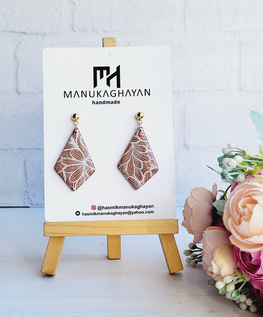 Festival Rhombus Earrings | Floral Kite Shaped Dangle Earrings | Festival Fashion Statement Earrings | Festival Jewelry for Women