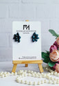 Glossy Green Flower Polymer Clay Earrings/Handmade Dark Green Floral Earrings/Glossy Floral Design Earrings