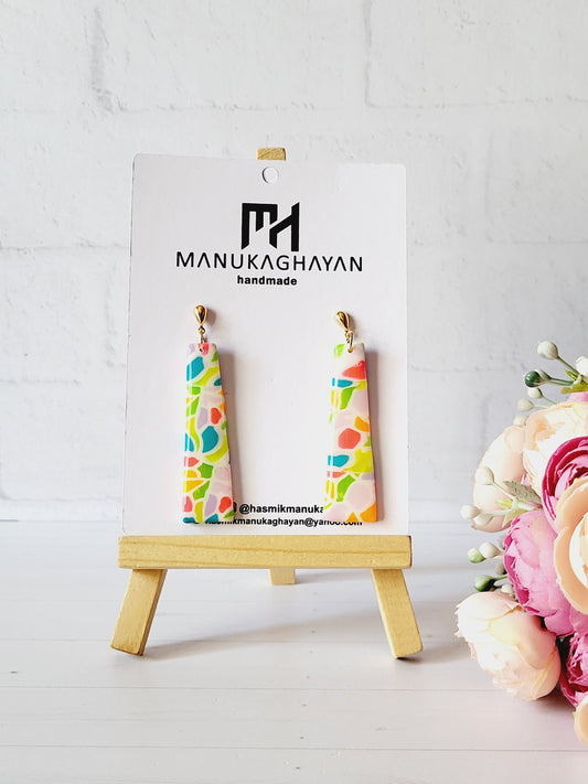 Geometric Polymer Clay Earrings in Playful Colors/Modern Geometric Earrings with Bright Patterns/Colorful Abstract Polymer Clay Earrings