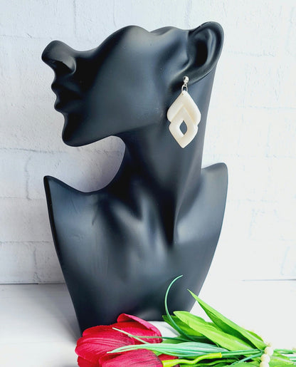 Overlapping Diamond Polymer Clay Earrings | Handmade Statement Earrings | Unique Geometric Jewelry | Fashion Luxury Earrings | Gift for Her