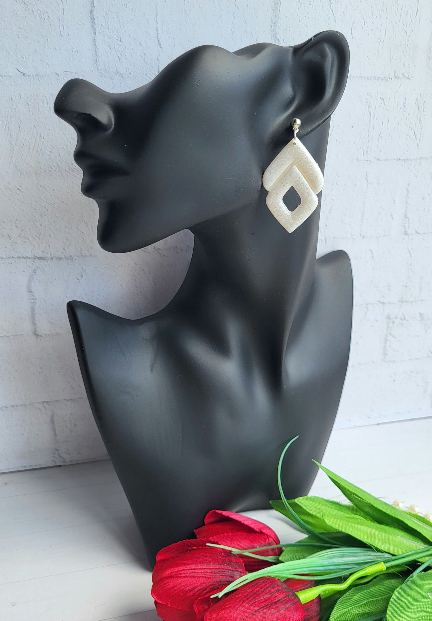Overlapping Diamond Polymer Clay Earrings | Handmade Statement Earrings | Unique Geometric Jewelry | Fashion Luxury Earrings | Gift for Her
