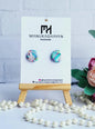 Artistic Small Earrings with Glossy Multicolor Design/Minimal Round Polymer Clay Earrings for Everyday Wear