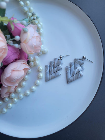 Minimalist Statement Earrings in Neutral Tones/Layered Perfection: Handmade Polymer Clay Earrings
