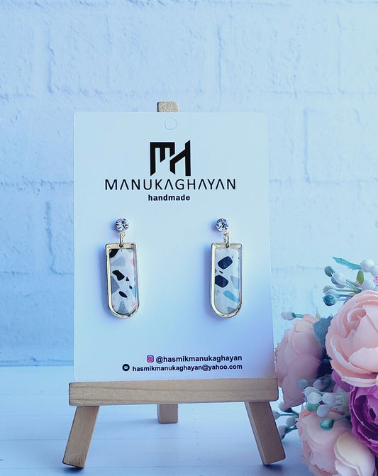 Modern Terrazzo Polymer Clay Earrings/Handcrafted Minimalist Clay Earrings/Chic Polymer Clay Earrings/Terrazzo Inspired Dangle Earrings