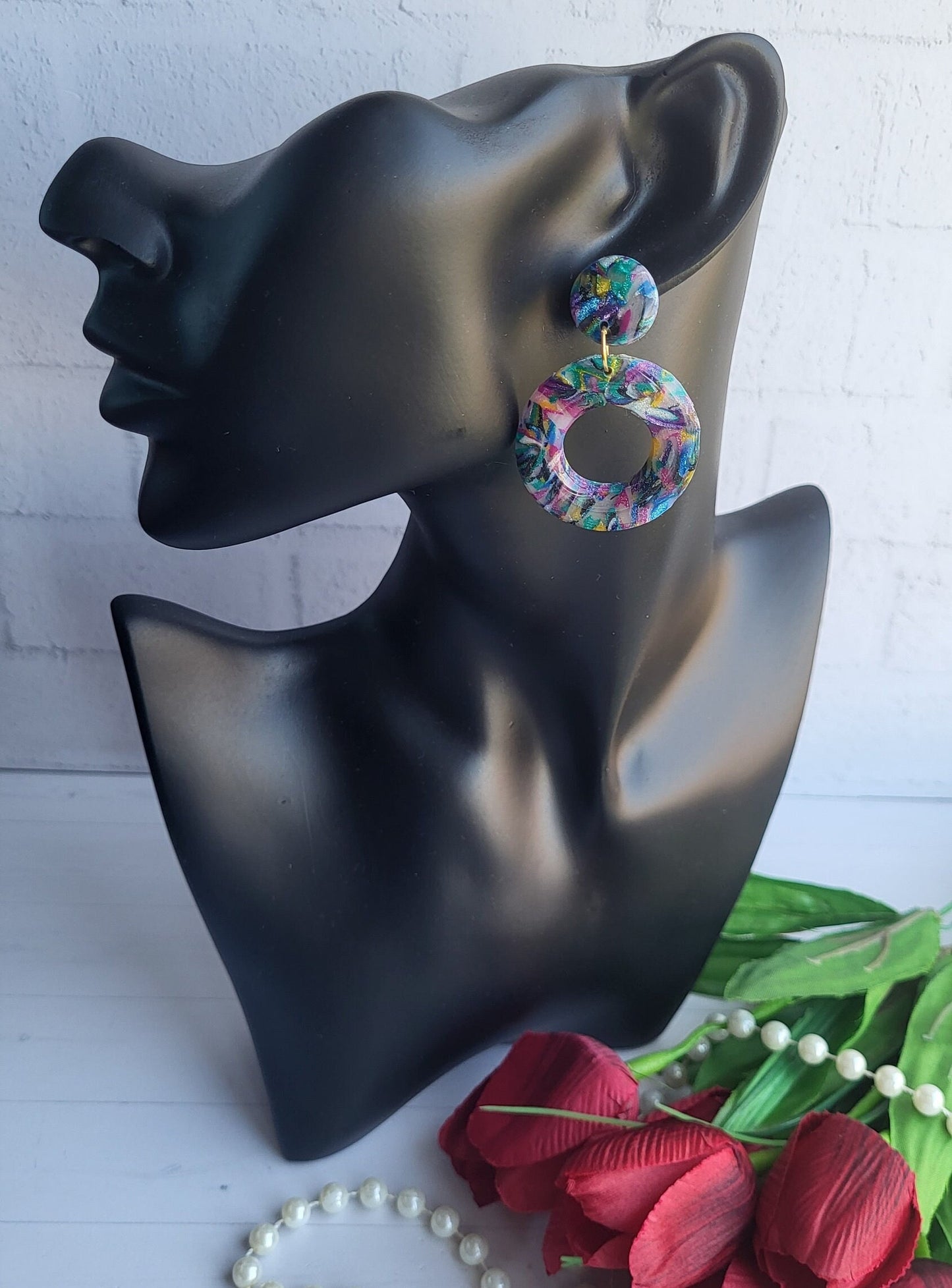 Glossy Multicolor Polymer Clay Earrings for a Trendy Look/Fashionable Polymer Clay Jewelry with Unique Artistic Designs/