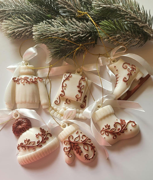 Handmade Epoxy Resin Christmas Ornaments/Chic Christmas Ornaments: Sweaters, Skates, and Mittens in Resin