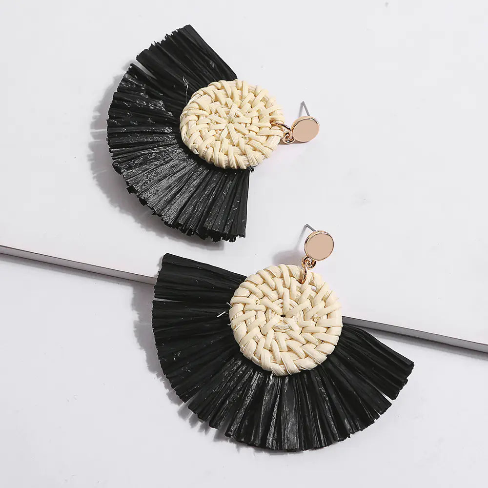 Rattan Tassel Earrings - Chic Handmade Statement Jewelry