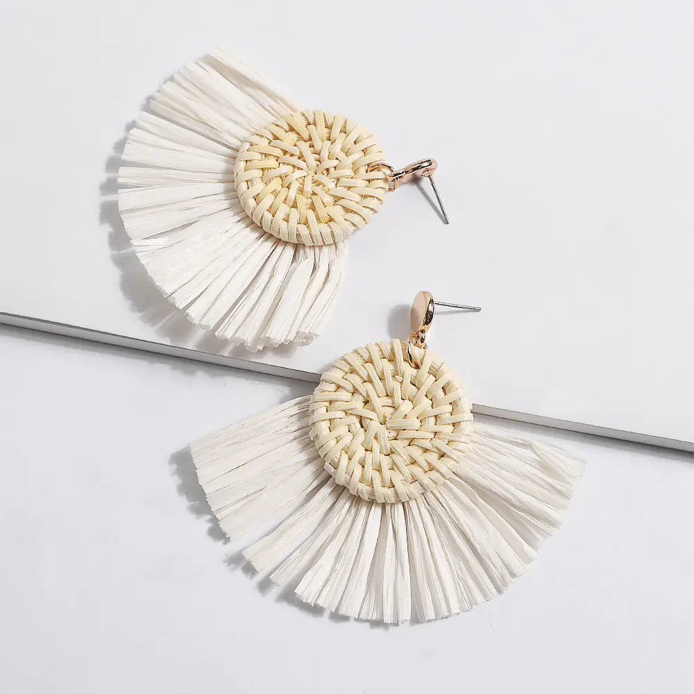 Rattan Tassel Earrings - Chic Handmade Statement Jewelry
